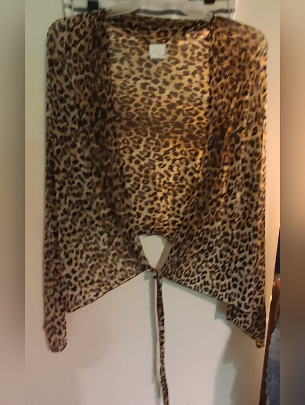 Leopard Print Tie-Front Women's Scarf / Wrap